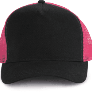 Gorra Trucker de 5 paneles en color Black / Fuchsia